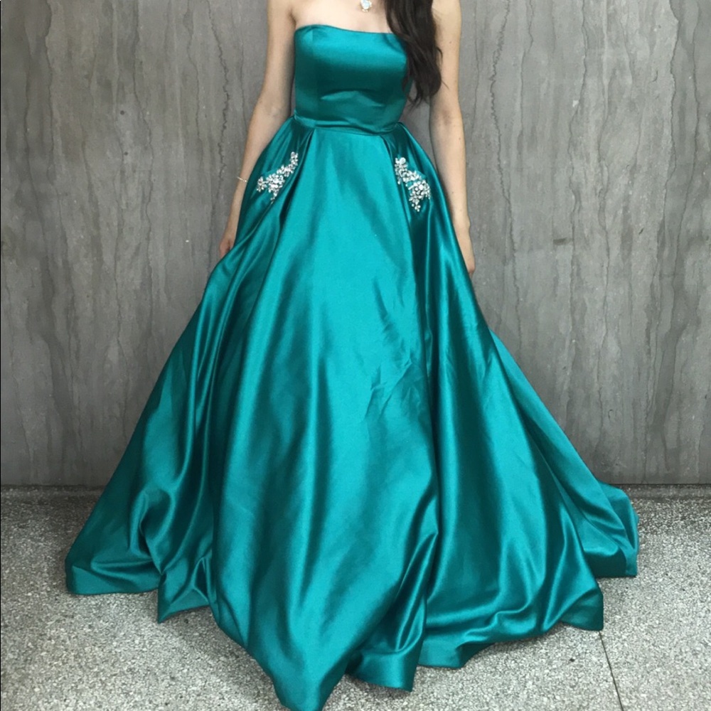 Sherri Hill 50812 Emerald Green Strapless BallGown
